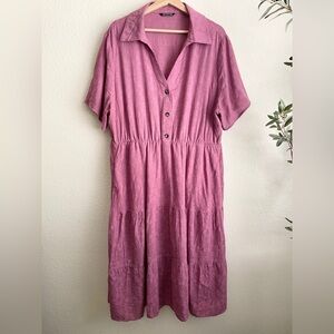 BloomChic Collared Button Front Short Sleeve Midi Shirt Dress Women’s US…